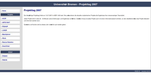 Projekttags-Webseite 2007