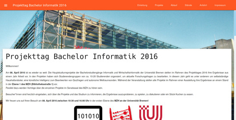 Projekttags-Webseite 2016 Bachelor