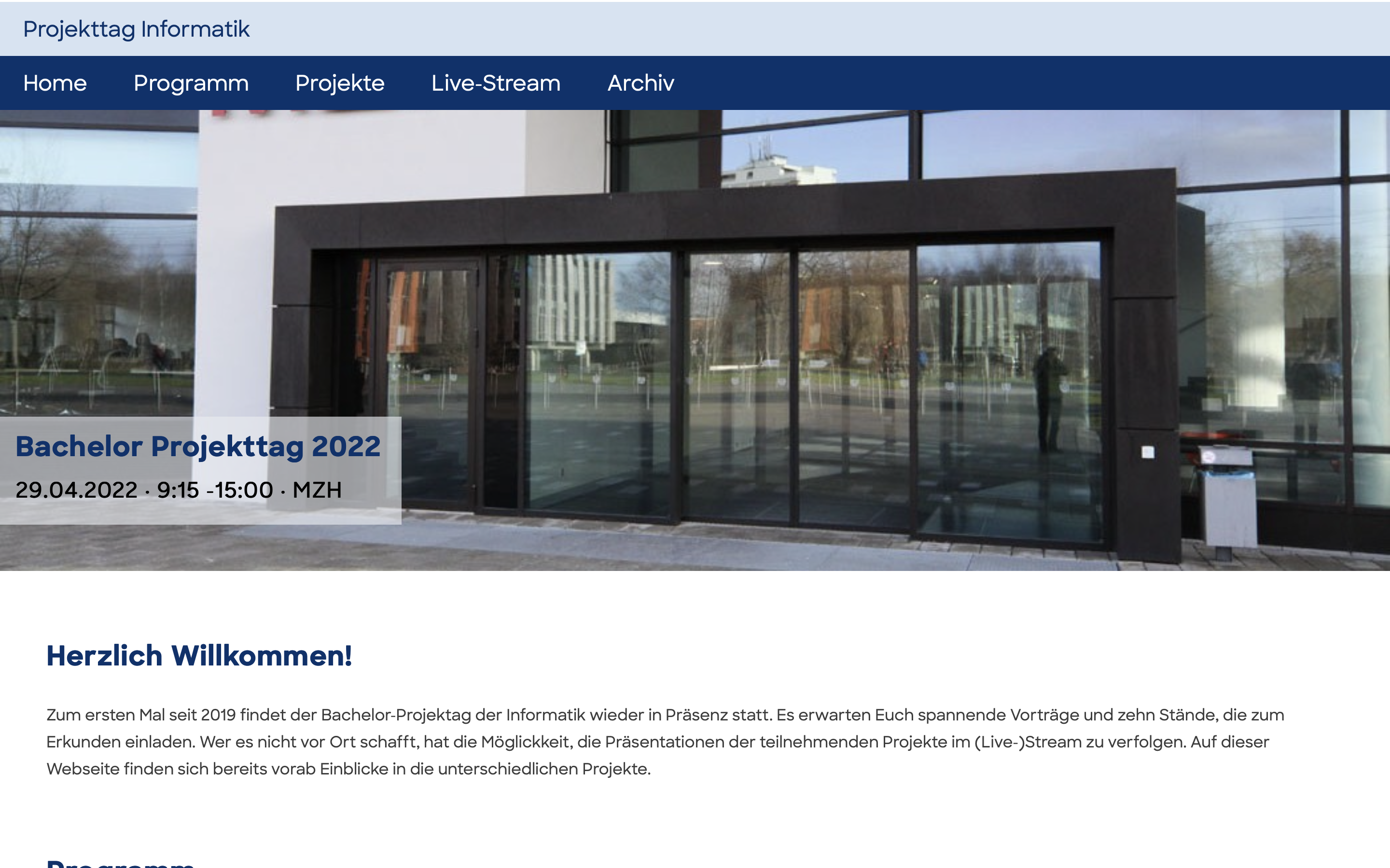 Projekttags-Webseite 2022 Bachelor