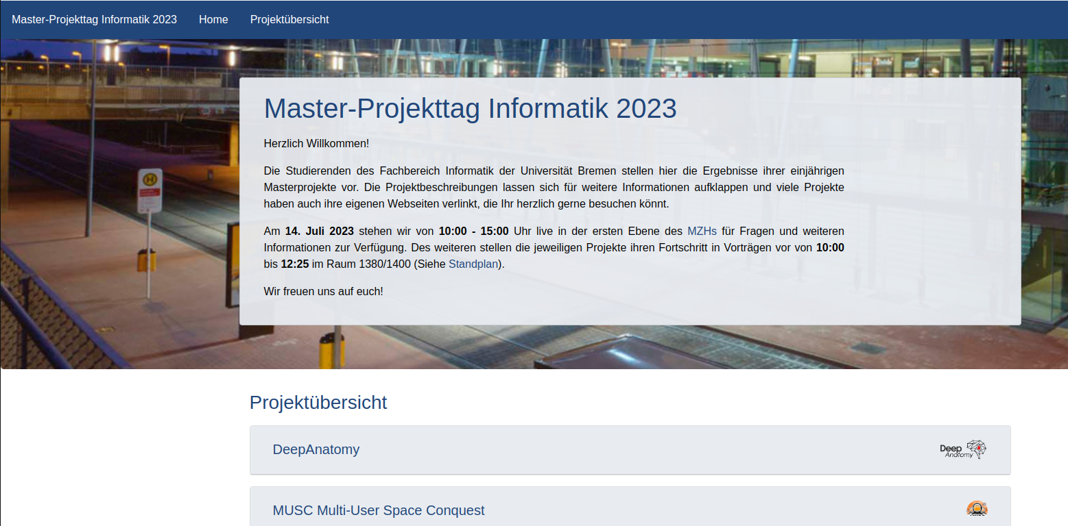 Projekttags-Webseite 2023 Master
