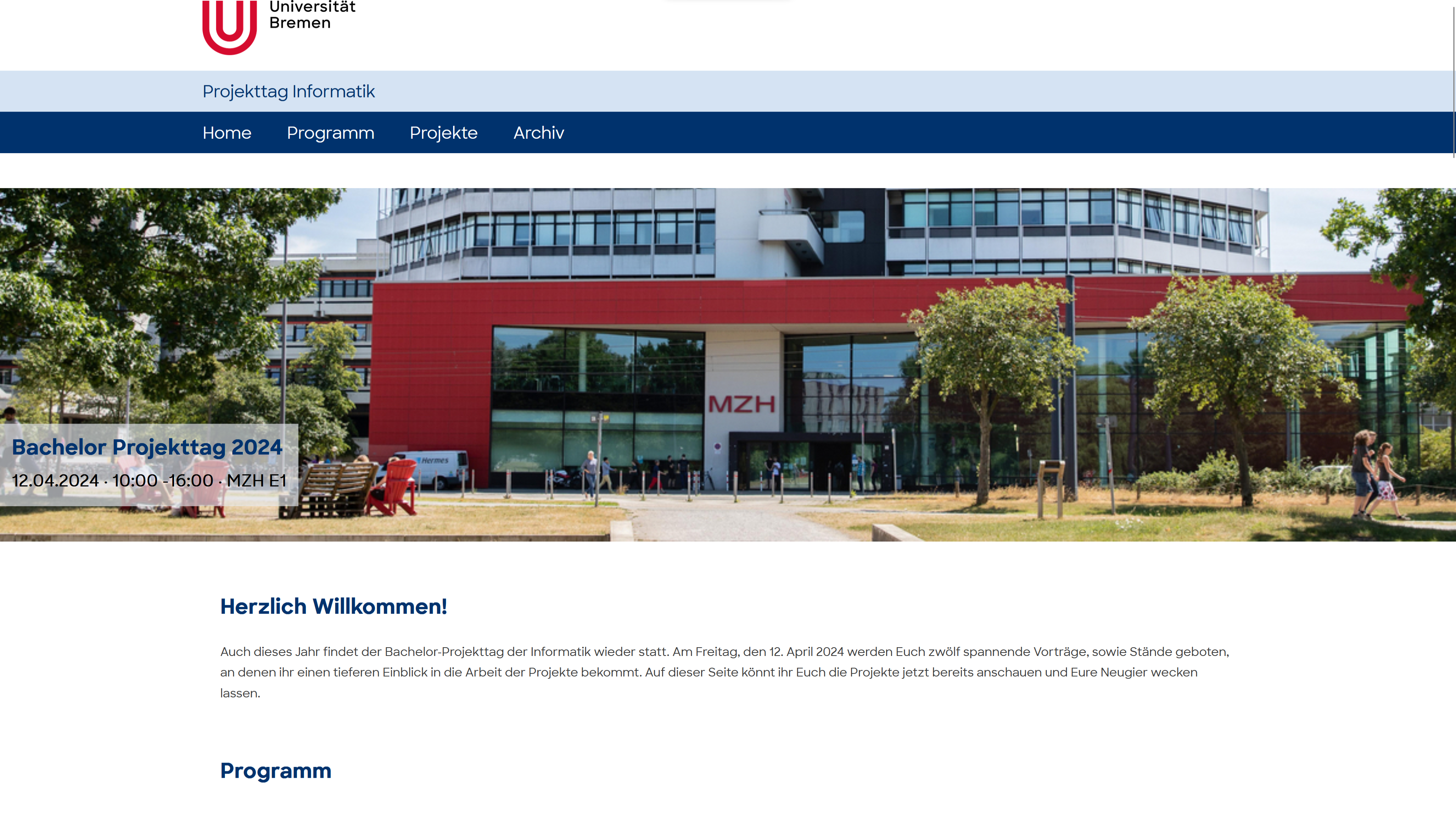 Projekttags-Webseite 2024 Bachelor