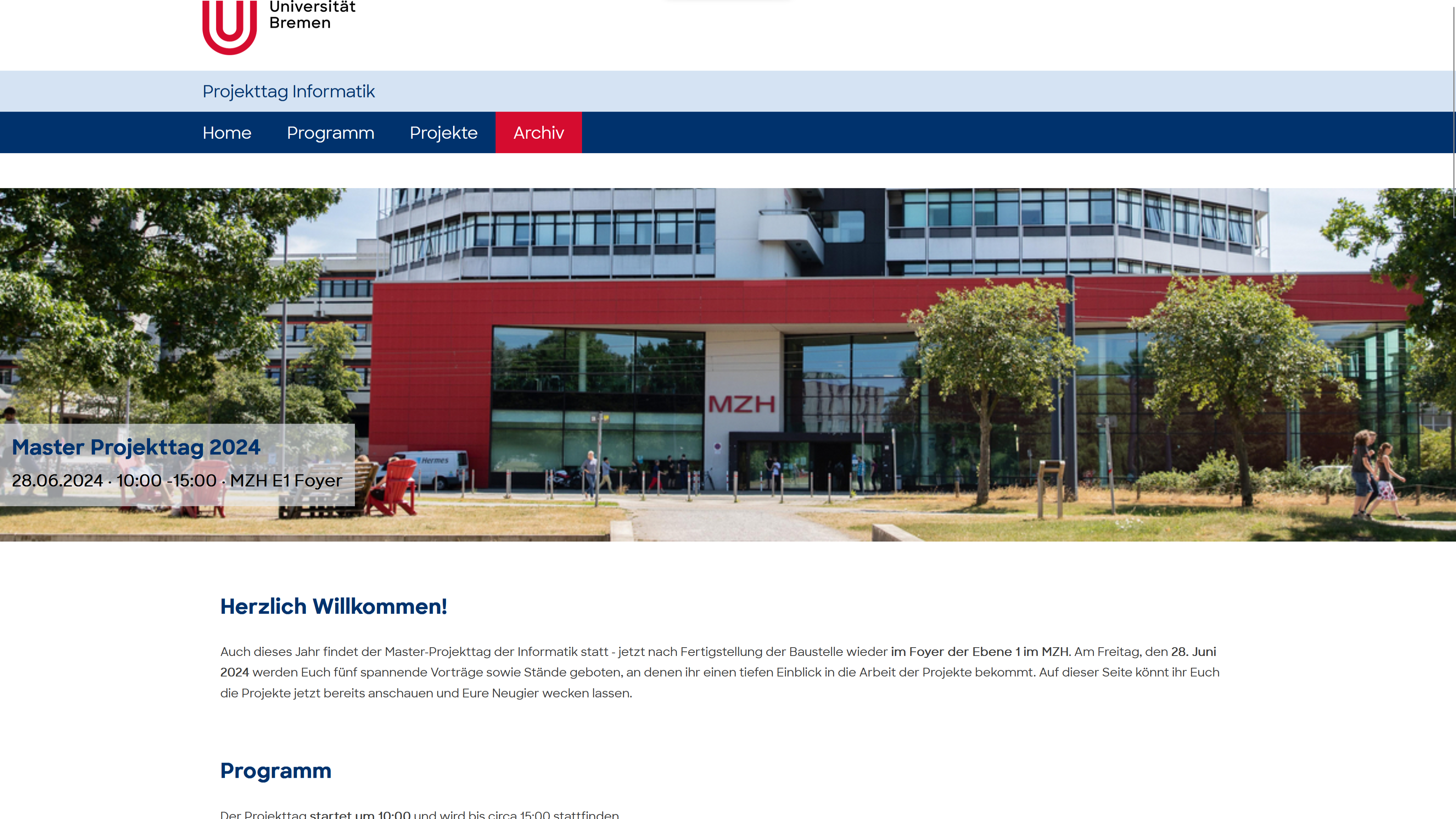 Projekttags-Webseite 2024 Master
